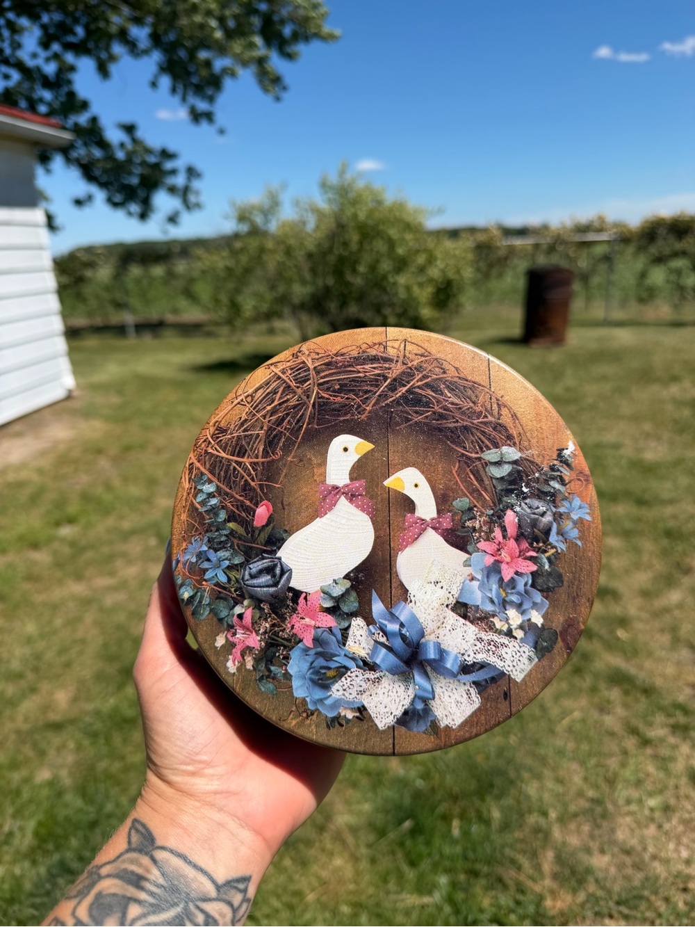 VTG Floral Goose Tin